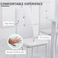 HOMCOM Set of 4 Modern Style Dining Chairs, Button Tufted High Back Side Chairs with Upholstered Seat, Steel Legs, White(m-5)