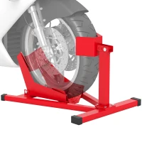 Soozier Motorcycle Wheel Chock, 660 lbs Capacity Heavy Duty Steel Motorcycle Front Wheel Stand for 14"-21" Wheels, Red(m-11)