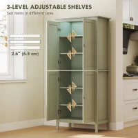 HOMCOM 69.5" Tall Kitchen Pantry Storage Cabinet with Motion Sensor LED Light, Modern Kitchen Pantry Cabinet, Green(m-6)