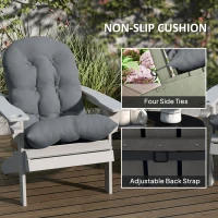 Outsunny Adirondack Chair Cushions Set of 2, Tufted High Back Patio Non-Slip Cushions for Adirondack Chairs, Gray(m-6)