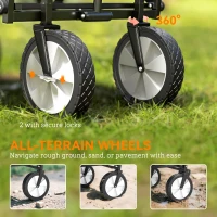 Outsunny Small Collapsible Folding Wagon Cart, Heavy Duty Outdoor Utility Garden Cart with Universal Wheels and Adjustable Handle for Camping Sports Shopping Beach, Navy Blue(m-7)