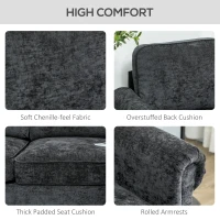 HOMCOM L Shape Sofa, Modern Sectional Couch with Changeable Chaise Lounge, Wooden Legs, Corner Sofa for Living Room, Black(m-5)