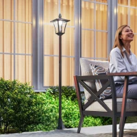 Outsunny Single Solar Lamp Post, 40 Lumens Garden Solar-Powered LED Streetlight Style Outdoor Light Waterproof 5-6 Hours with Base for Lawn Pathway Walkway 63"H, Black(m-8)