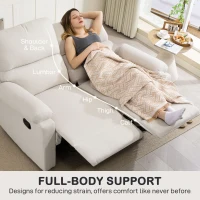 HOMCOM 2 Seater Reclining Chair, Loveseat Recliner Sofa with Footrest and Split Backrest, Cream White(m-7)