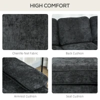 HOMCOM Modern Corner Couch with Right Chaise Lounge, Tufted 3-Seater Sofa with Wooden Legs for Living Room, Black(m-5)