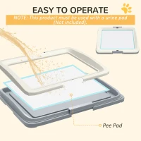 PawHut 25" x 19" Pee Pad Holder, Dog Potty Tray for Indoor Outdoor, Easy to Clean Dog Training Toilet Pee Pad Tray, Grey(m-4)