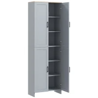 HOMCOM Freestanding Kitchen Pantry, 4-Door Kitchen Pantry Cabinet with Adjustable Shelves and Doors, Gray(m-1)