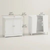 HOMCOM Bathroom Vanity, 24" Pedestal Sink Bathroom Vanity Furniture with 2 Doors and Shelf, White(m-3)