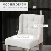 HOMCOM Modern Bar Stools, Tufted Upholstered Barstools, Pub Chairs with Back, Rubber Wood Legs for Kitchen, Dinning Room, Set of 2, Beige(m-4)