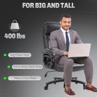 Vinsetto Big and Tall Office Chair, 400 lbs, Executive Computer Desk Chair with PU Leather, Swivel Wheels, Black(m-4)