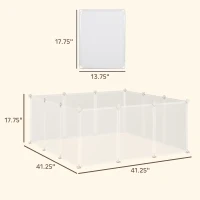 PawHut Pet Playpen DIY Small Animal Cage Open Enclosure Portable Plastic Fence 12 Panels for Bunny Chinchilla Guinea Pig White, 18" x 14"(m-3)