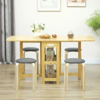 HOMCOM Stackable Wood Stools Set of 4, Stacking Kitchen Stools with Padded Seat for Dining Room, Living Room, Grey(m-7)