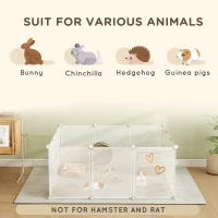 PawHut Pet Playpen DIY Small Animal Cage Open Enclosure Portable Plastic Fence 12 Panels for Bunny Chinchilla Guinea Pig White, 18" x 14"(m-5)