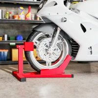 Soozier Motorcycle Wheel Chock, 660 lbs Capacity Heavy Duty Steel Motorcycle Front Wheel Stand for 14"-21" Wheels, Red(m-8)