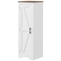 HOMCOM Farmhouse Accent Cabinet with Adjustable Shelf Barn Door Storage Cabinet for Living Room Floor Pantry Cabinet, White(m-1)