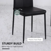 HOMCOM Set of 4 Modern Style Dining Chairs, Button Tufted High Back Side Chairs with Upholstered Seat, Steel Legs for Living Room, Kitchen, Study, Bedroom, Black(m-6)