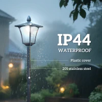 Outsunny Single Solar Lamp Post, 40 Lumens Garden Solar-Powered LED Streetlight Style Outdoor Light Waterproof 5-6 Hours with Base for Lawn Pathway Walkway 63"H, Black(m-7)