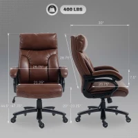Vinsetto Big and Tall Office Chair, 400 lbs, Executive Computer Chair with PU Leather, Adjustable Height, Brown(m-3)
