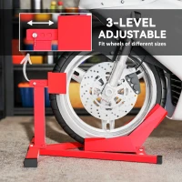Soozier Motorcycle Wheel Chock, 660 lbs Capacity Heavy Duty Steel Motorcycle Front Wheel Stand for 14"-21" Wheels, Red(m-5)