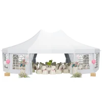 Outsunny 29 x 21 ft Party Tent, Wedding Tent with Sidewalls, Heavy Duty Event Tent with 2 Doors and 8 Windows, Outdoor Gazebo Tent for Party, White(m-1)