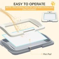 PawHut 18" x 13" Pee Pad Holder, Dog Potty Tray for Indoor Outdoor, Easy to Clean Dog Training Toilet Pee Pad Tray, Grey(m-4)