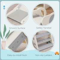 Qaba Toddler Slide, Indoor Foldable Kids Slide for 1.5-3 Years Old, Gray(m-7)