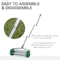 Outsunny Manual Lawn Aerator with Adjustable Handle, Lawn Aerator Machine, Grass Aerator for Lawn, Yard, Garden(m-5)