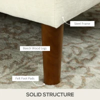 HOMCOM L Shape Sofa, Modern Sectional Couch with Changeable Chaise Lounge, Wooden Legs, Corner Sofa for Living Room, Cream(m-7)