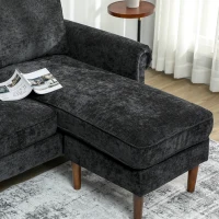 HOMCOM L Shape Sofa, Modern Sectional Couch with Changeable Chaise Lounge, Wooden Legs, Corner Sofa for Living Room, Black(m-10)