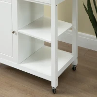 HOMCOM Rolling Kitchen Cart with Wood Top and Drawer, Kitchen Island on Wheels for Dining Room, White(m-11)