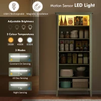 HOMCOM 69.5" Tall Kitchen Pantry Storage Cabinet with Motion Sensor LED Light, Modern Kitchen Pantry Cabinet, Green(m-4)