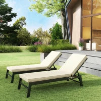 Outsunny 2-Piece Patio Chair Cushions with Backrests, Replacement Cushions for Outdoor Lounge Chair, Beige(m-9)