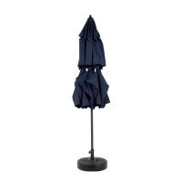 10ft 3-Tier Auto-Tilt Patio Umbrella with Crank System, Outdoor Market Table Pool Deck Umbrella, 116" L x 116" W x 98.5" H, Navy Blue(m-8)