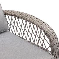 3-Piece Outdoor Swivel Rocker Patio Chairs Set with Tempered Glass Coffee Table, 360° Rocking Conversation Set with Thick Cushions, 29" L x 25" W x 34" H, Grey(m-4)