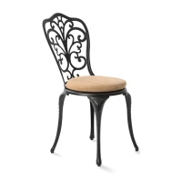 3-Piece Outdoor Rust-Resistant Patio Bistro Set with Cushions, Cast Aluminum Frame, Decorative Floral Design, 16.5" L x 16" W x 34.5" H, Black(m-10)