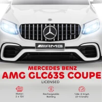 Aosom 12V/7AH Kids Ride on Car, Mercedes Benz AMG GLC63S Coupe, Electric Car with Remote Control, Handle, 2 Speed, with Music, Electric Light, Easy to Move, White(m-4)