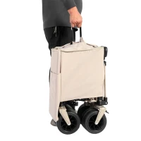Foldable Extended Wagon with Big All-Terrain Beach Wheels, Heavy Duty 300L Utility Cart with Drink Holders, 53.5" L x 21" W x 40.5" H, Beige(m-8)