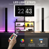 HOMCOM TV Stand with Mount and Power Outlet, Swivel TV Stand Mount with LED Lights for 32-70 Inch TVs for Living Room, Bedroom(m-7)
