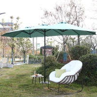 14.8 Ft Double Sided Outdoor Umbrella with Crank and Steel Frame, Large Rectangular Patio Shade, Perfect for Backyard and Poolside, 178.5" L x 105'' W x 100.5" H, Light Green(m-5)