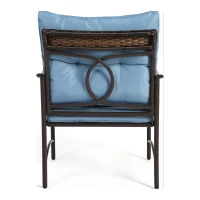 3-Piece Patio Set with Rust-Proof Steel Frame, Weather-Resistant Outdoor Wicker Furniture Set with Rattan Chairs and Coffee Table, Brown+Blue(m-5)