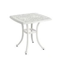 3-Piece Bistro Set with Cushions, Includes 2 Chairs and 1 Round Table, Rustproof Cast Aluminum Patio Furniture for Garden, Patio, Balcony, White(m-9)