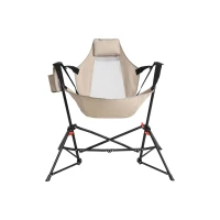 2-Pack Hammock Camping Chair with Adjustable Back and Pillow, Folding Rocking Chair with Cup Holder, Carry Bag, 38" L x 35" W x 42" H, Khaki(m-9)