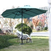14.8 Ft Double Sided Outdoor Umbrella with Crank and Steel Frame, Large Rectangular Patio Shade, Perfect for Backyard and Poolside, 178.5" L x 105'' W x 100.5" H, Light Green(m-6)
