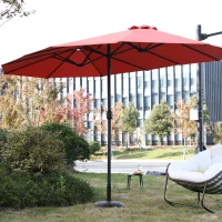 14.8 ft Double-Sided Outdoor Patio Umbrella with Steel Frame, Large Rectangular with Convenient Crank System, 178.5" L x 105'' W x 100.5" H, Orange(m-5)
