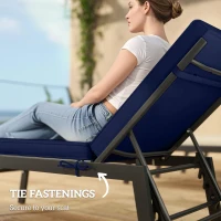 Outsunny 2-Piece Patio Chair Cushions with Backrests, Replacement Cushions for Outdoor Lounge Chair, Navy(m-7)