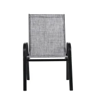 2-Piece Patio Chairs Set with Breathable Textilene Fabric, Curved Armrest, Space-Saving Outdoor Camping Chairs, 24.5" L x 24.5" W x 38" H, Gray(m-5)