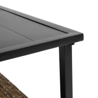 4-Piece Patio Sectional Sofa Set with Steel Frame, Unbreakable Table, Low Dining Conversation Set with Cushions, 47.5" L x 29.5" W x 31.5" H, Blue(m-6)