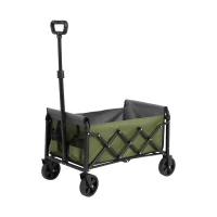 Lightweight Portable Folding Beach Wagon with Wheels, Large Capacity, Utility Cart for Camping, Shopping, 26" L x 16" W x 17.5" H, Army Green(m-6)