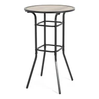 3-Piece Outdoor Bar Set with Ecoating Technology, Innovative Sling Fabric, Patio Bar Table and Swivel Chairs Set with DPC Wood-Like Table Top, Blue(m-9)