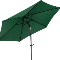 9ft Outdoor Patio Umbrella with Push Button Tilt and Crank, 6 Sturdy Steel Ribs, Base Not Included, 104" L x 104" W x 98.5" H, Dark Green(m-6)